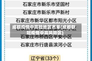 成都疫情中高险地区名单(成都新冠疫情中高风险区)
