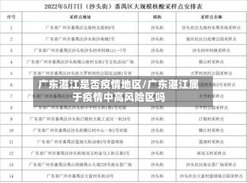 广东湛江是否疫情地区/广东湛江属于疫情中高风险区吗-第1张图片